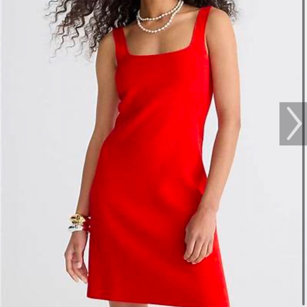 JCrew squareneck mini sweater dress in Belvedere red
